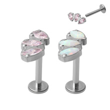 Titanium Internal Threaded Opal And Zircon Piercing Jewelry Labret